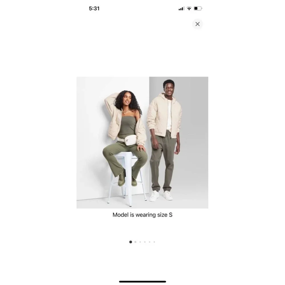 Wild Fable Womens Quilted Jacket Extra Large Ivory Puffer Zip Pockets Hooded New - Picture 11 of 11